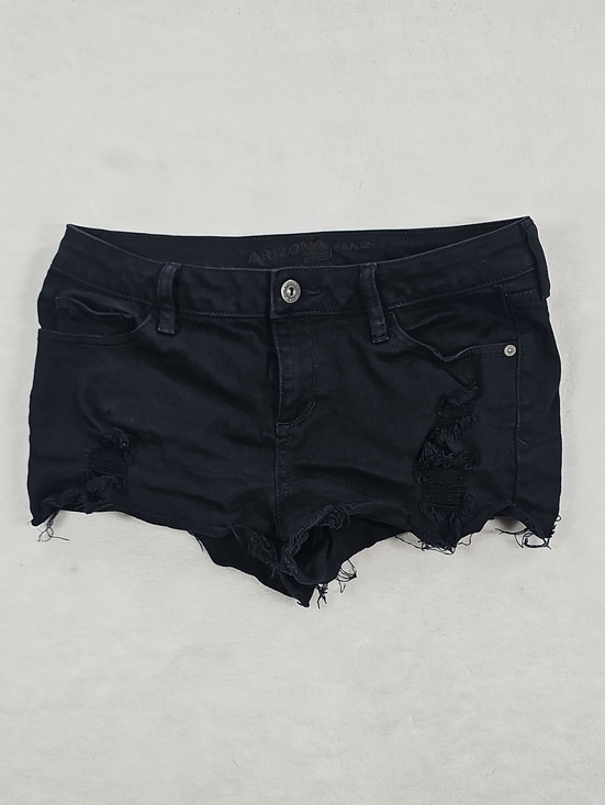 Arizona Jean Co. Pants - Arizona Jean Co Black Distressed Denim Shorts Womens 9 Raw Hem Ripped Low Rise